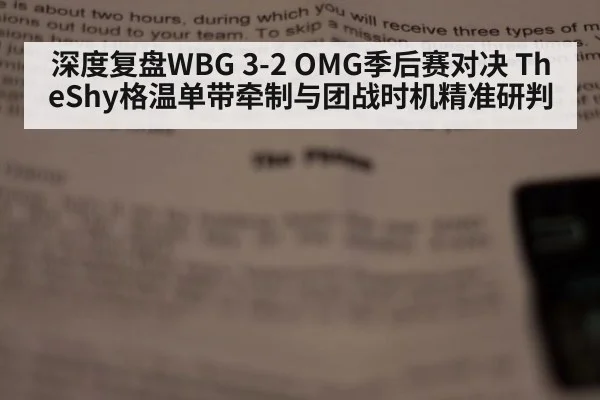 深度复盘WBG 3-2 OMG季后赛对决 TheShy格温单带牵制与团战时机精准研判